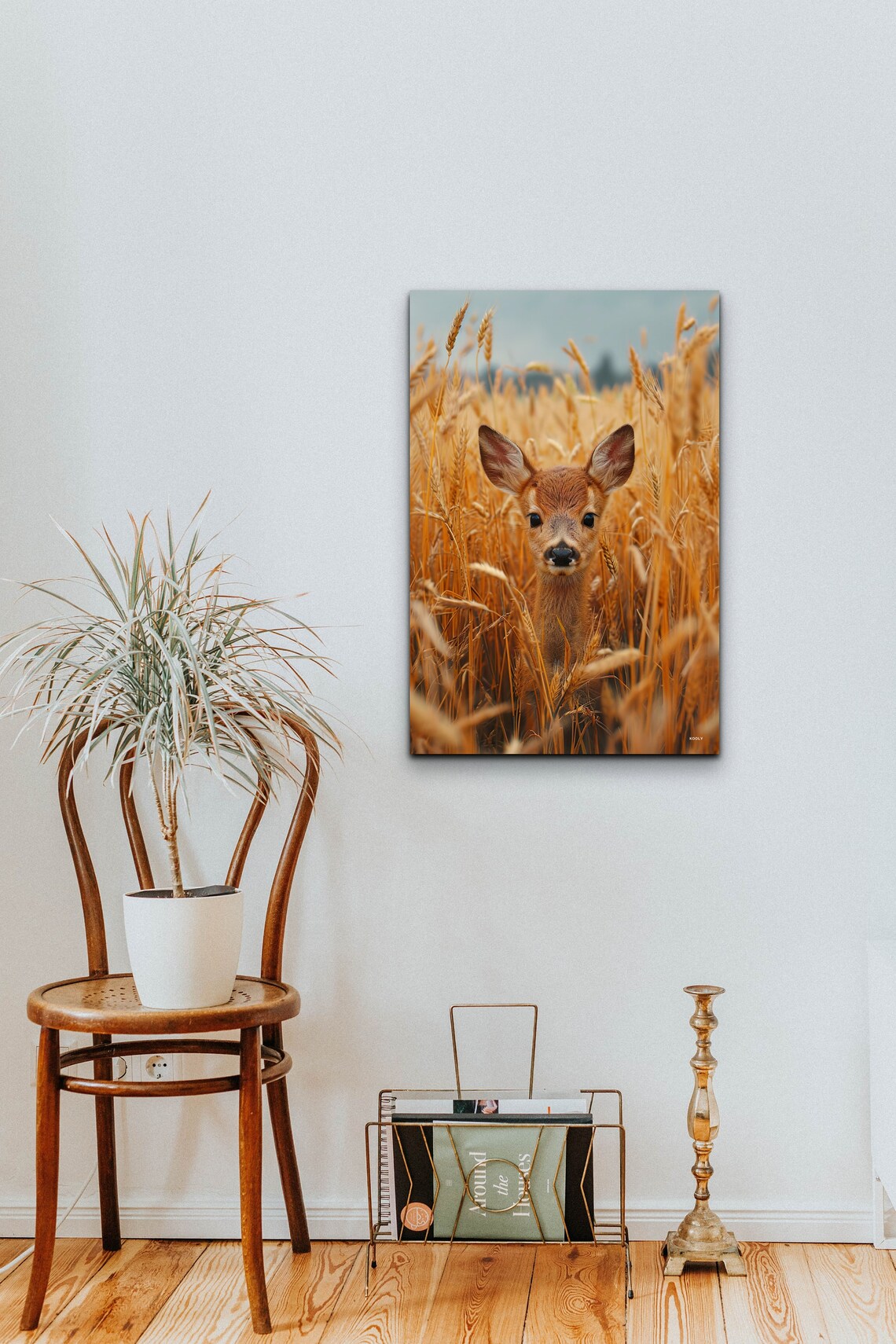 Baby Deer Fawn in Golden Wheat Field Wildlife Portrait Poster - Image 5