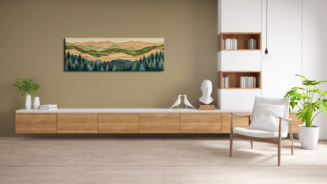 Geometric Mountain Range, Panoramic Wall Art Print - Image 5