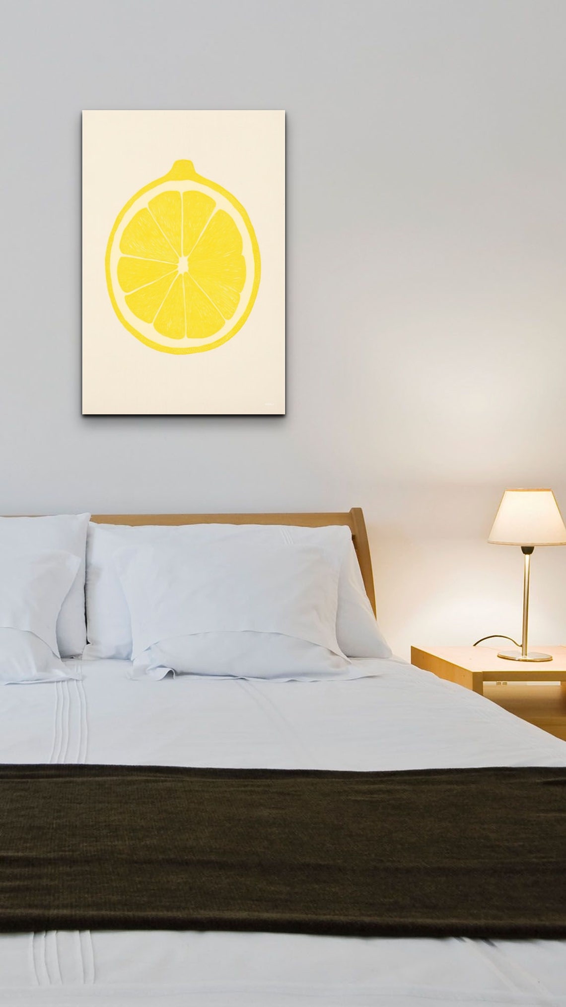 Lemon Half Slice Line Drawing on a Cream Minimalist Background Poster - Image 7