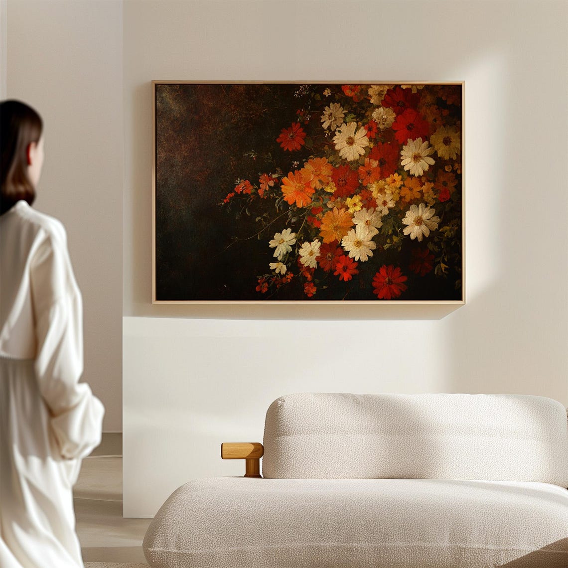 Rustic Autumn Floral Bouquet Dark Background Fall Harvest Wall Art - Image 5