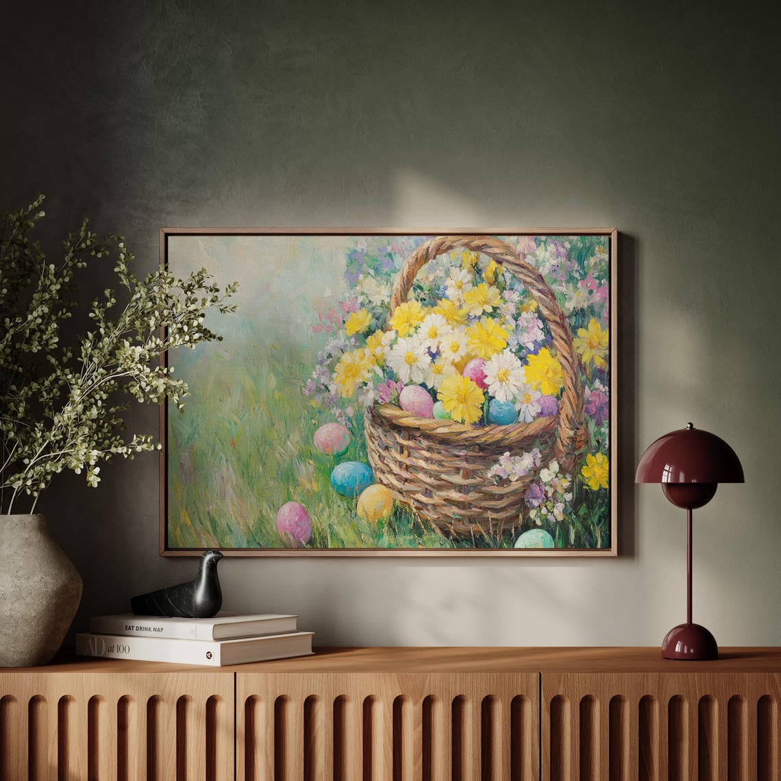 Easter Eggs Wildflower Basket Spring Meadow Vintage Painting Poster - Image 5