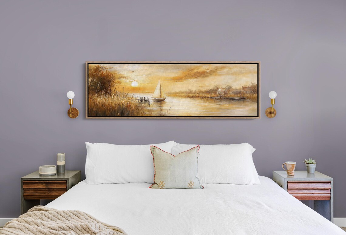 Golden Sunset Sailboat on Serene Lake Peaceful Nautical Landscape Poster - Image 5