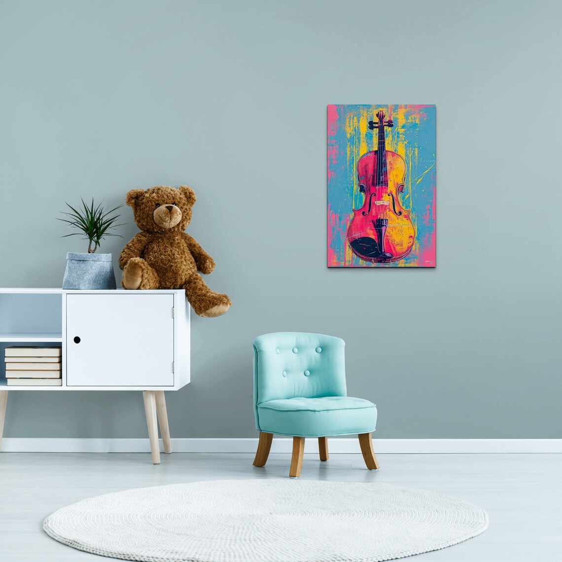 Pop Art Violin Wall Art Print - Image 4