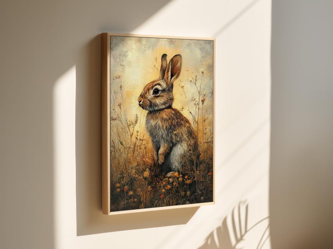 Rustic Charm Rabbit in a Golden Meadow - Image 6