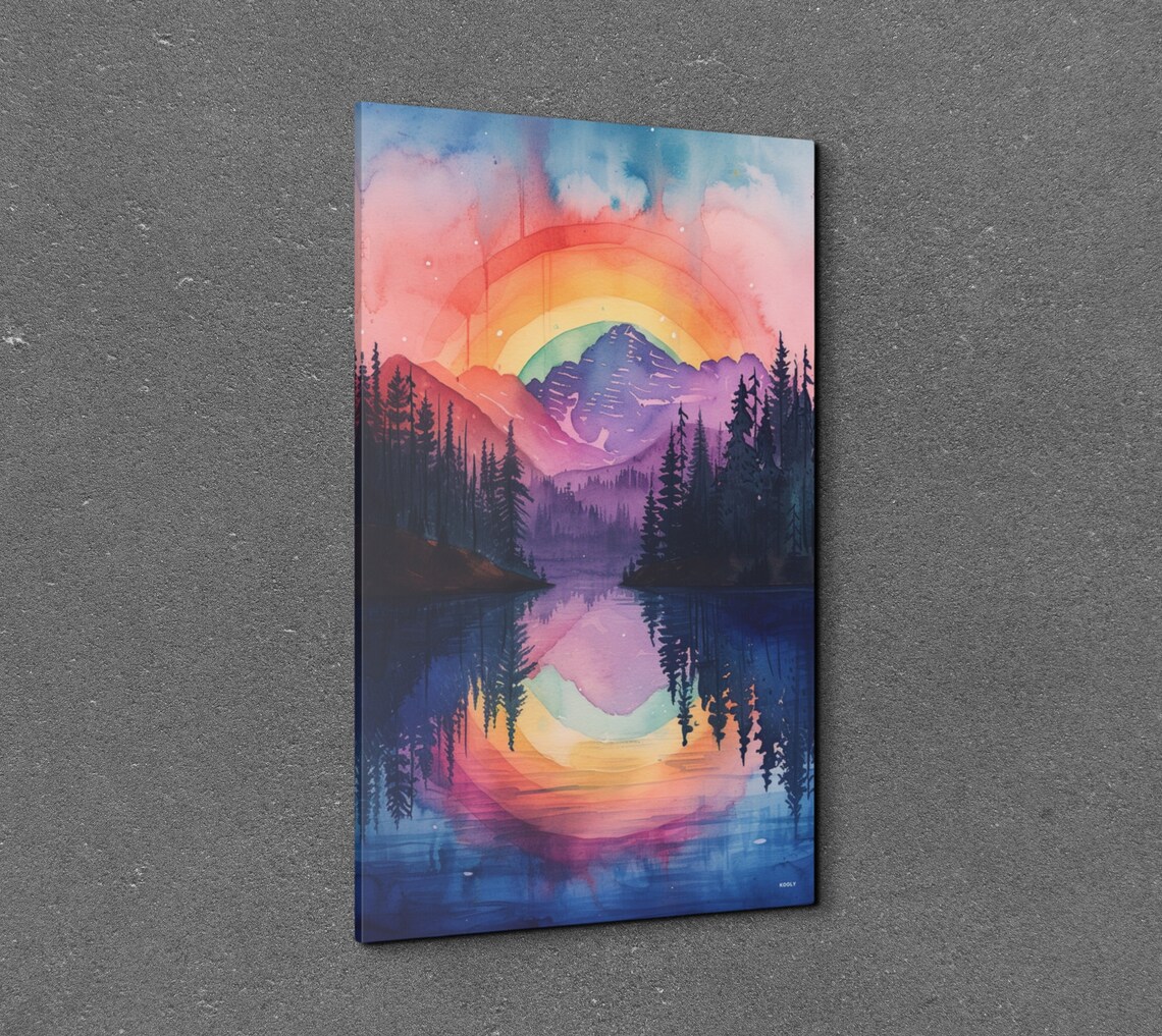 Watercolor Rainbow Mountain Art Print - Image 3