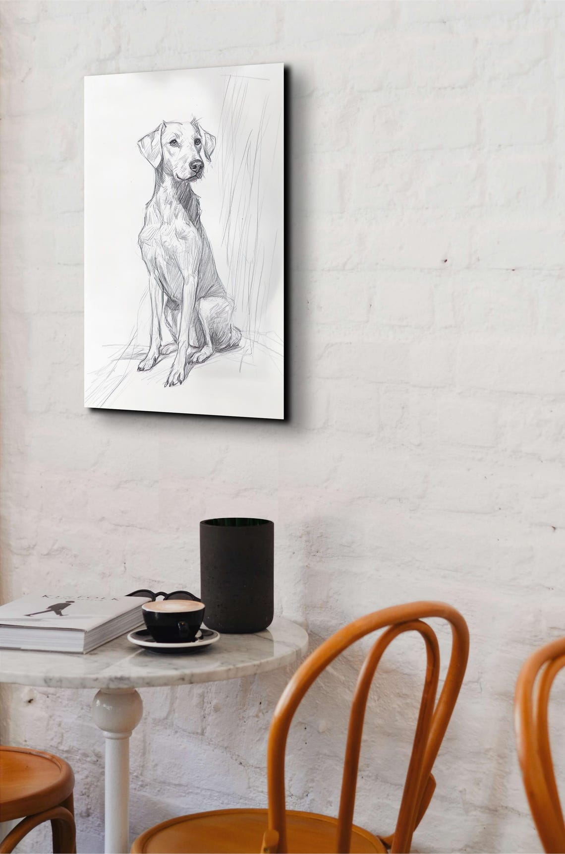 Labrador Retriever Pencil Sketch Sitting Dog Portrait Art Poster - Image 7
