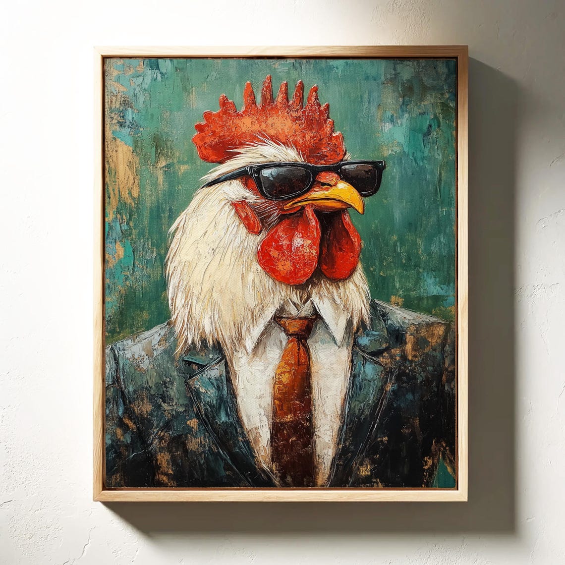 Dapper Rooster in Suit and Sunglasses Cool Abstract Chicken Poster - Image 3