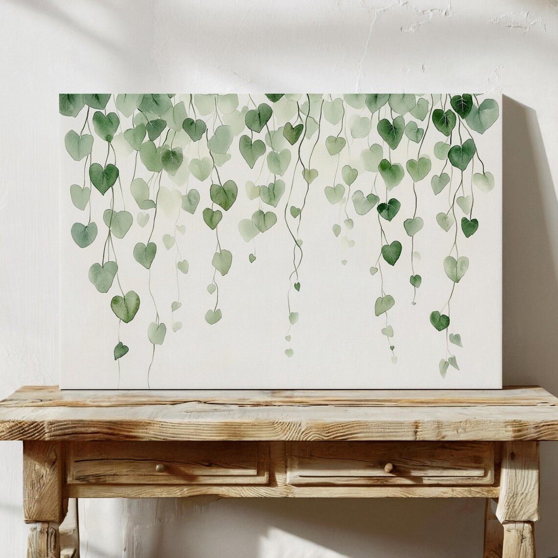 Watercolor Green Heart Leaves Botanical Art - Image 5