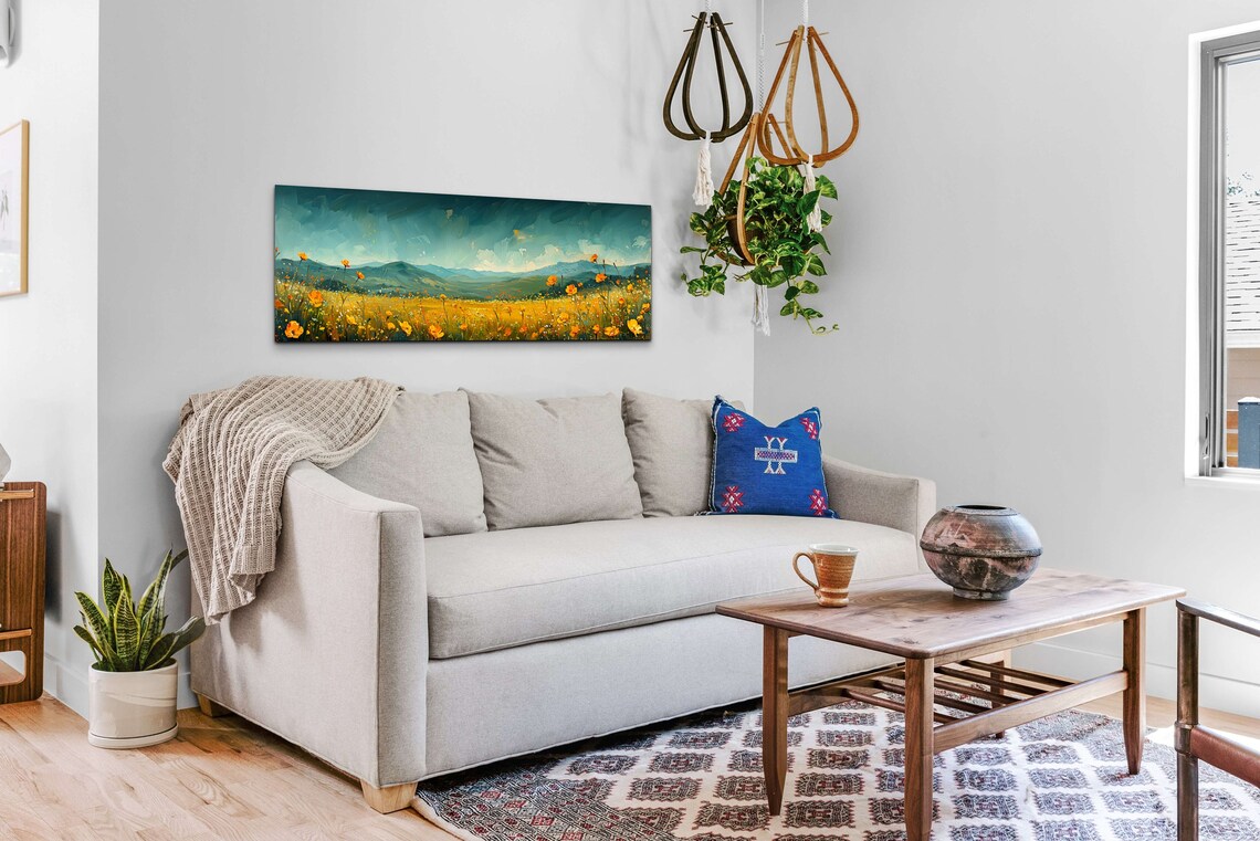Green Meadow Landscape, Van Gogh Style Art Print - Image 3