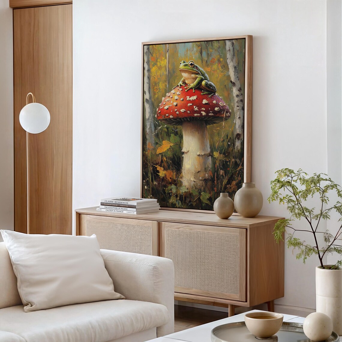 Whimsical Frog On Mushroom Autumn Forest Art Print - Image 4