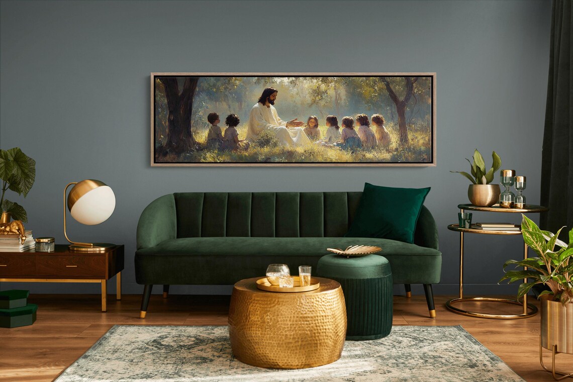 Jesus Teaching Children Vintage Christian Wall Art - Image 2