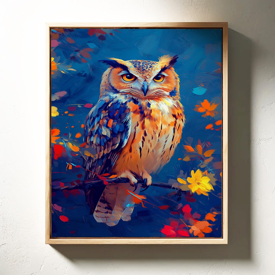 Majestic Owl Autumn Leaves Vibrant Colorful Forest Bird Poster - Image 3