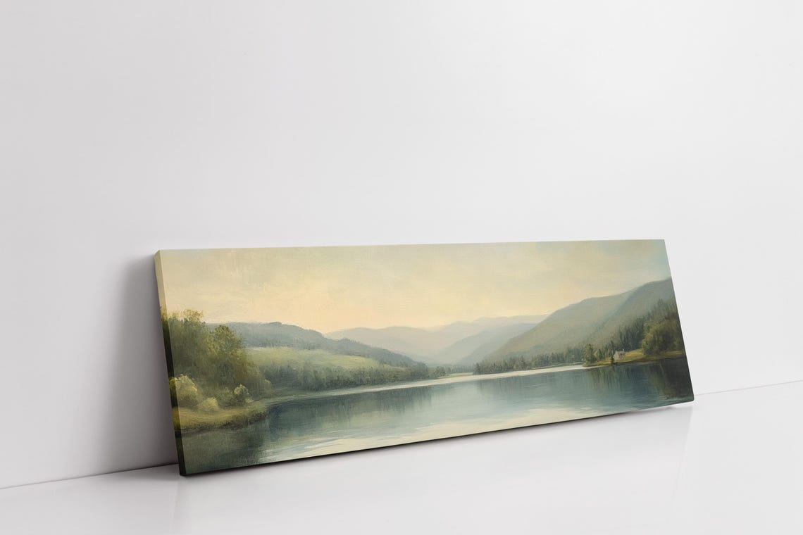 Tranquil Lake Art Vintage Landscape Oil Painting Serene Mountain View Wall Decor Peaceful Nature Scene Poster - Image 4