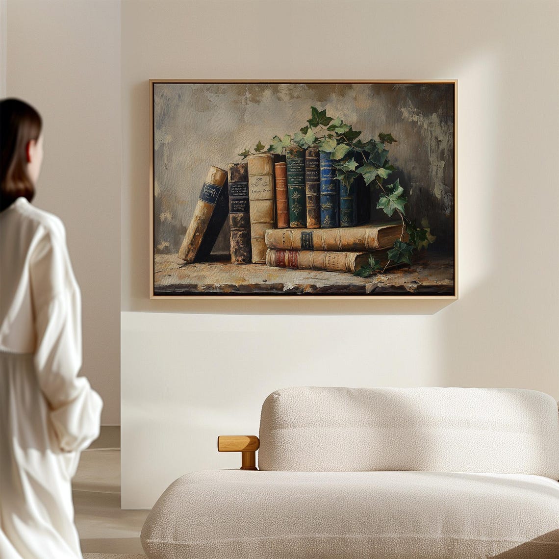 Antique Book Collection With Trailing Ivy Vintage Library Poster - Image 4