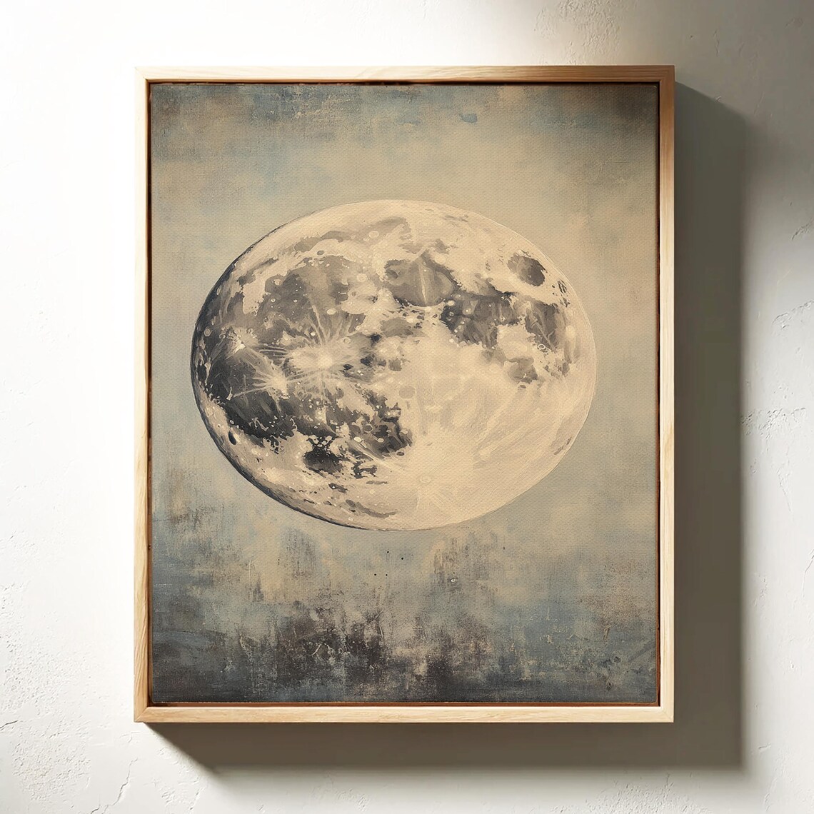 Vintage Full Moon Celestial Lunar Painting Rustic Astronomy Art Poster - Image 4