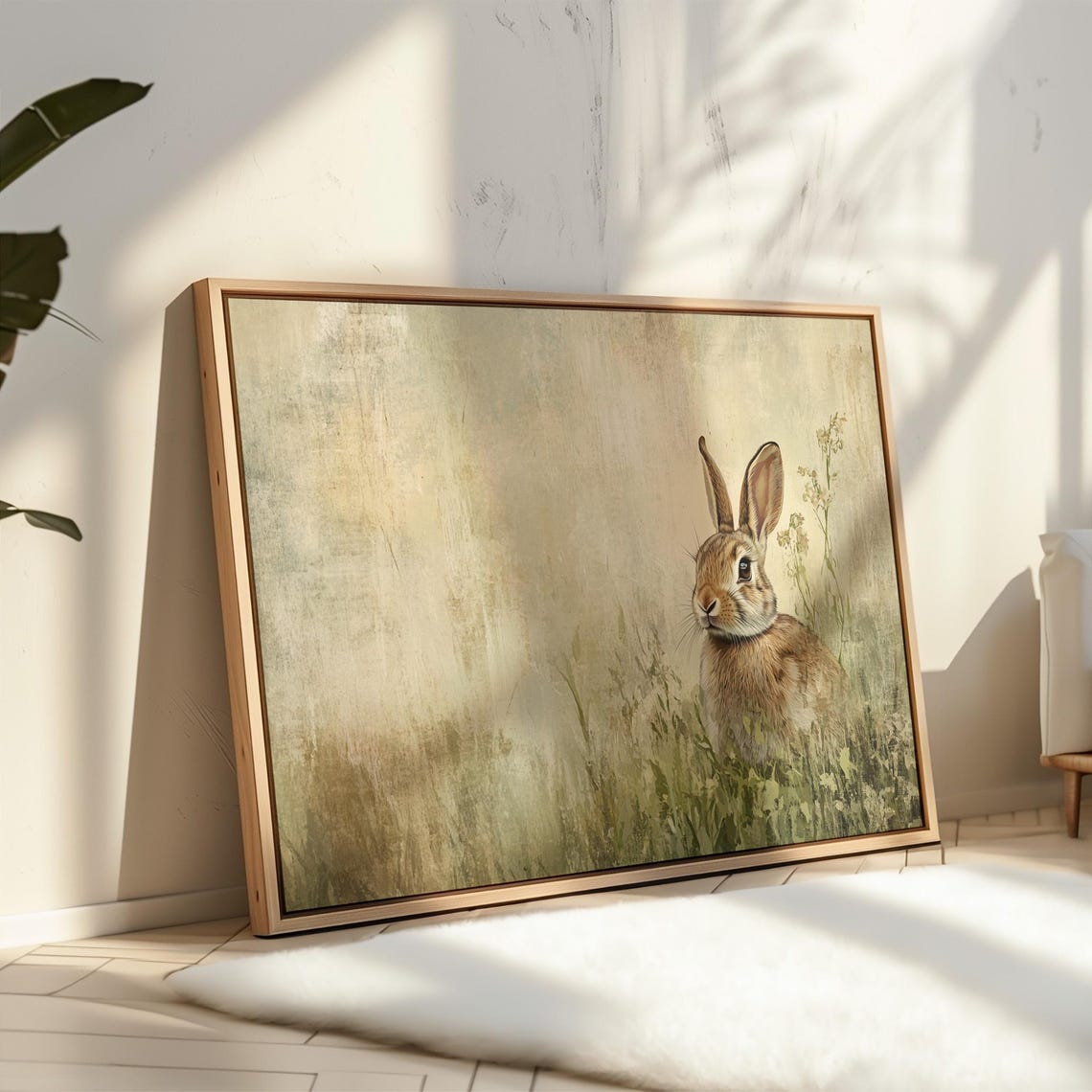 Adorable Brown Bunny Rabbit Meadow Grass Rustic Wildlife Wall Art