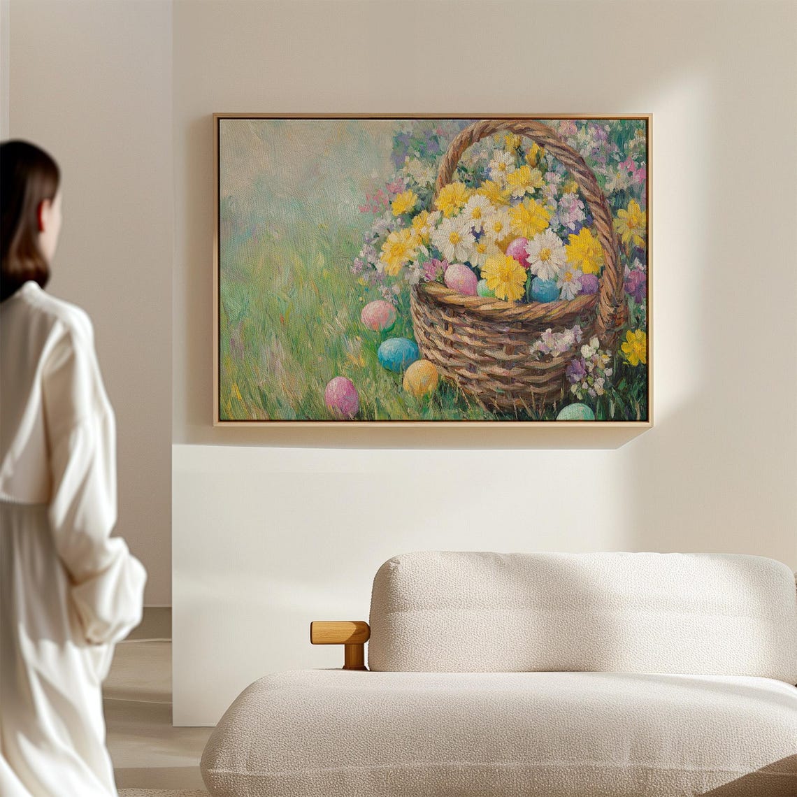 Easter Eggs Wildflower Basket Spring Meadow Vintage Painting Poster - Image 7