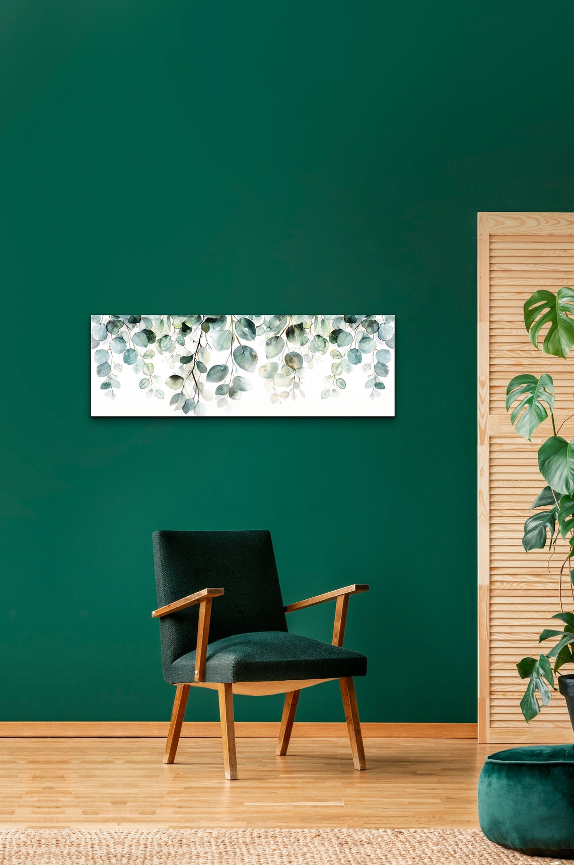 Watercolor Hanging Eucalyptus Vines in Soft Sage Green Poster - Image 3