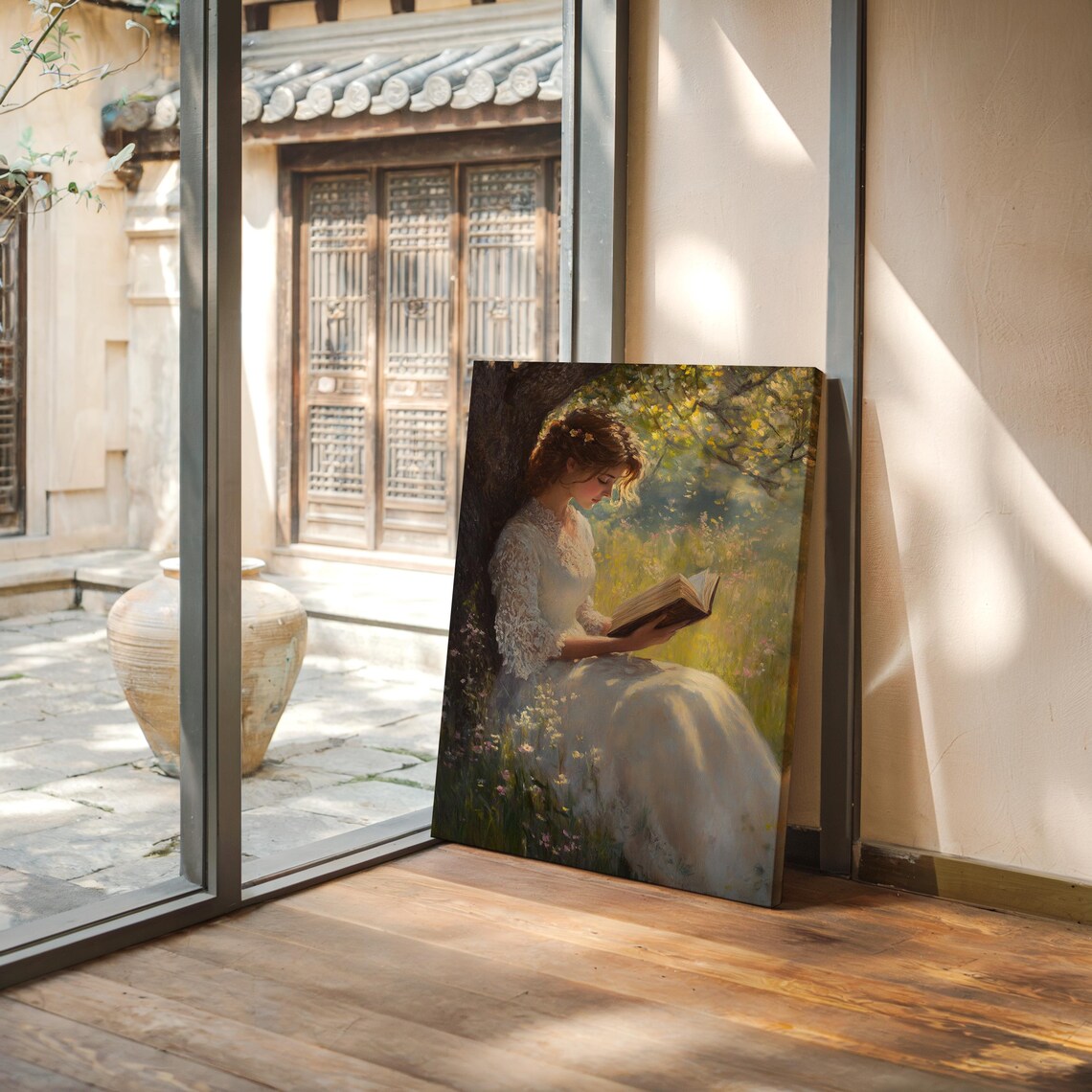 Elegant Woman Reading, Romantic Oil Painting Art Print - Image 7