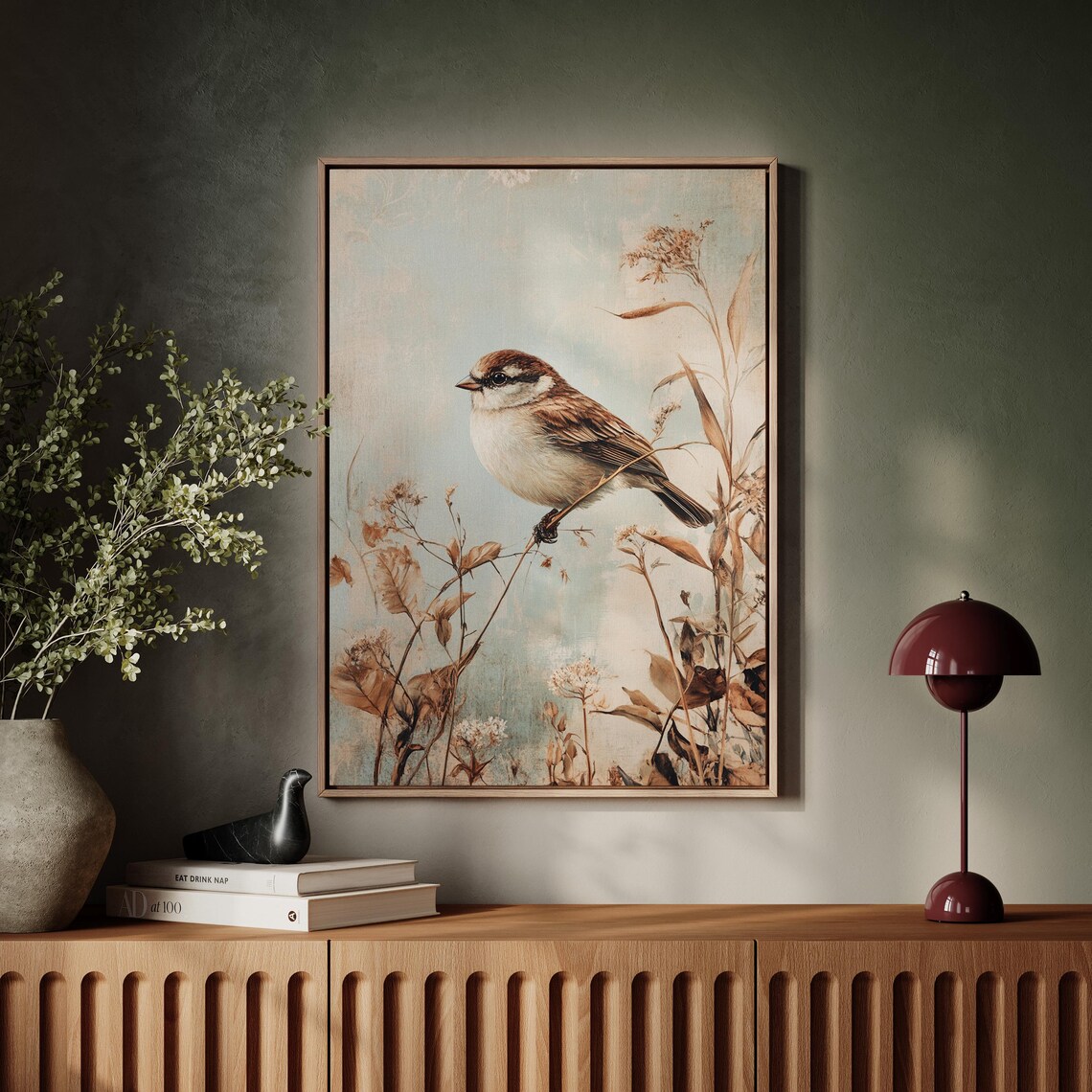 Charming Sparrow Rustic Bird on Branch, Nature Inspired - Image 3