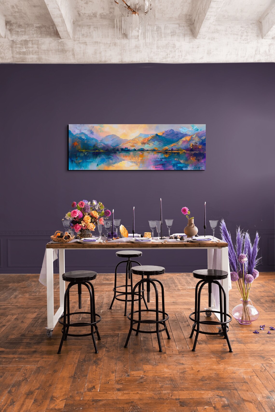 Panoramic Mid Century Modern Mountain Wall Art - Image 6