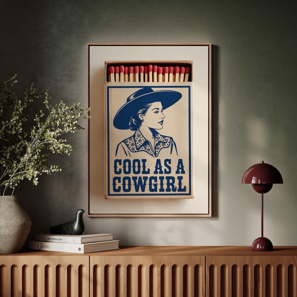 Cool As A Cowgirl Retro Matchbox Art Cowgirl Hat Quote Poster