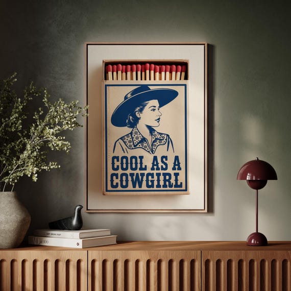 Cool As A Cowgirl Retro Matchbox Art