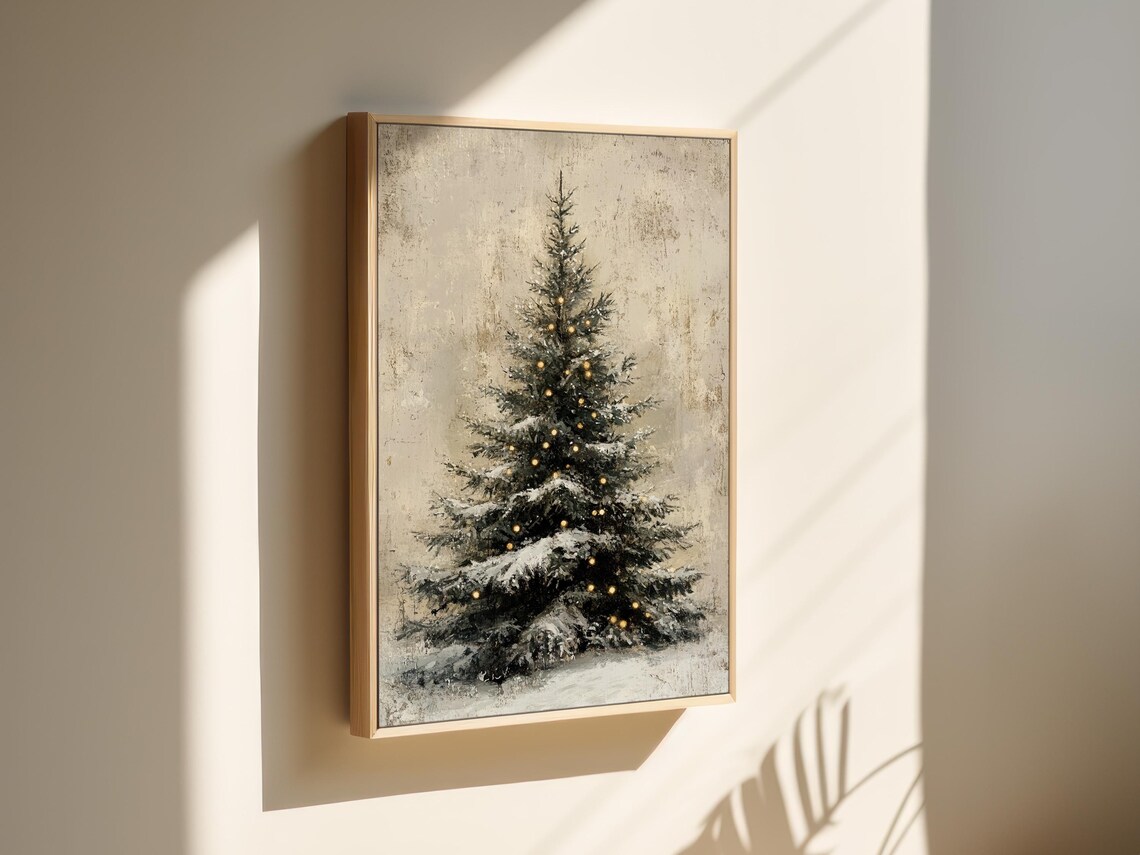 Rustic Christmas Tree Art Print, Vintage Holiday Decor - Image 6