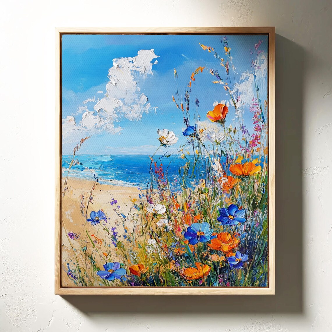 Vibrant Coastal Wildflowers With Beach And Blue Sea Floral Art Poster - Image 4
