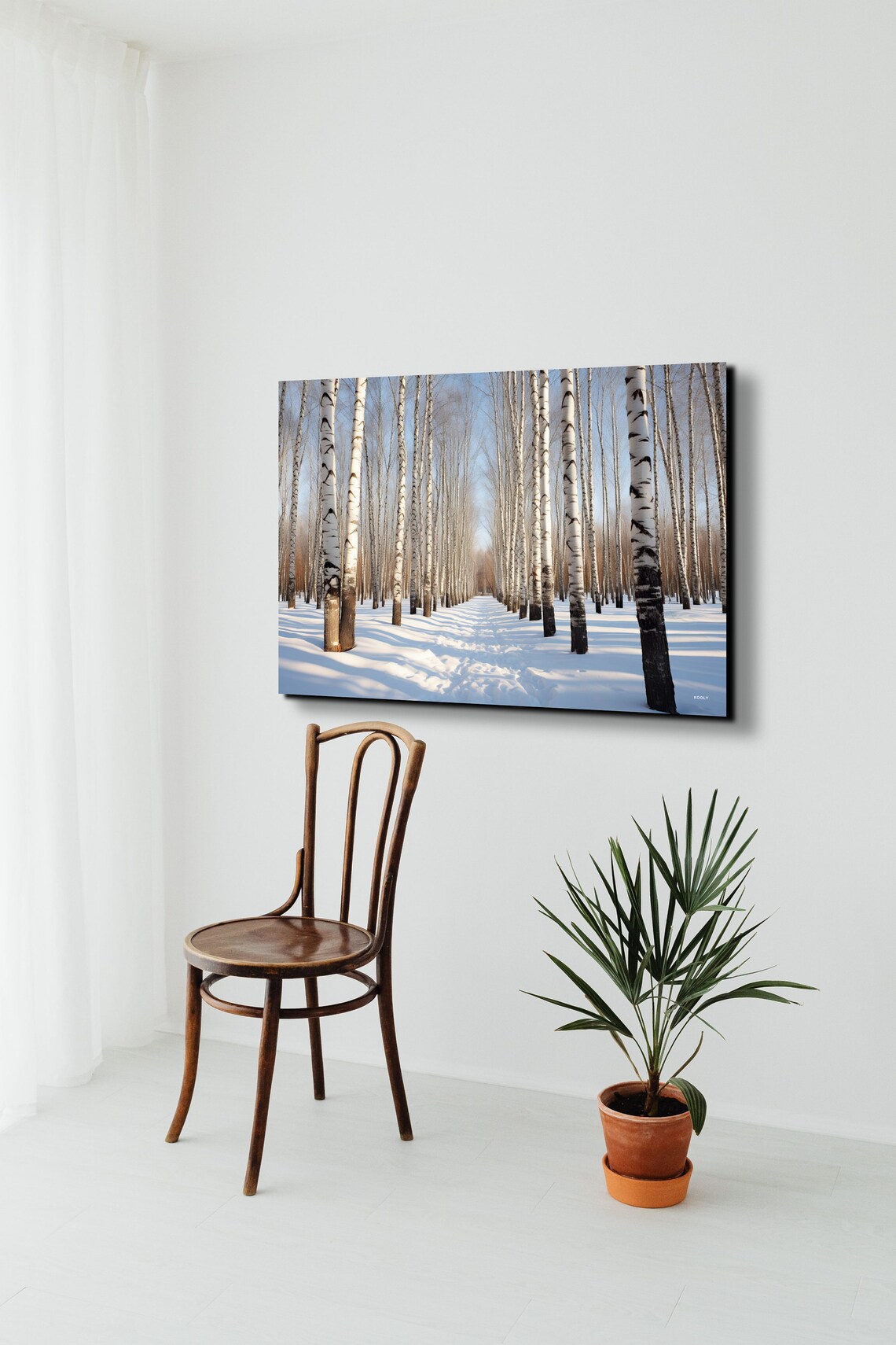 Snowy Winter Birch Trees Art Print, Nature Style - Image 5