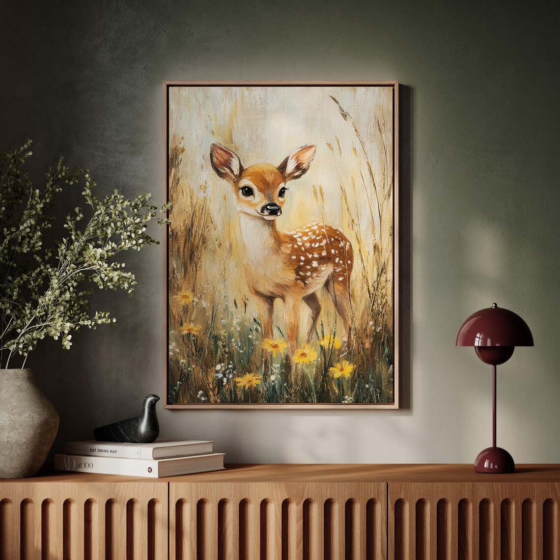 Baby Deer Fawn In Wildflower Meadow Golden Field Nursery Poster - Image 5