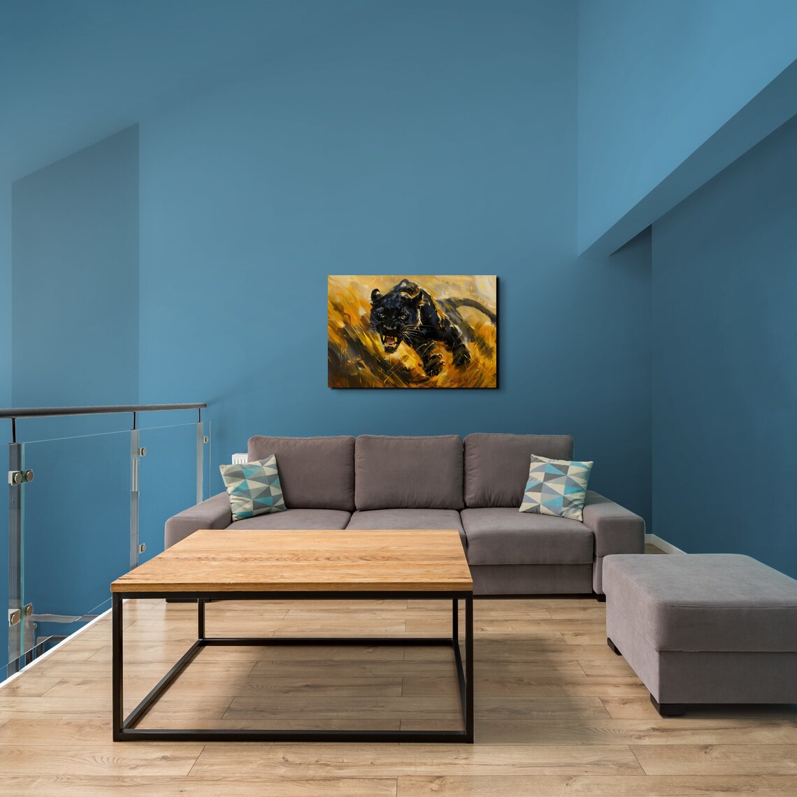 Charging Black Panther Golden Brushwork Fierce Animal Poster - Image 5