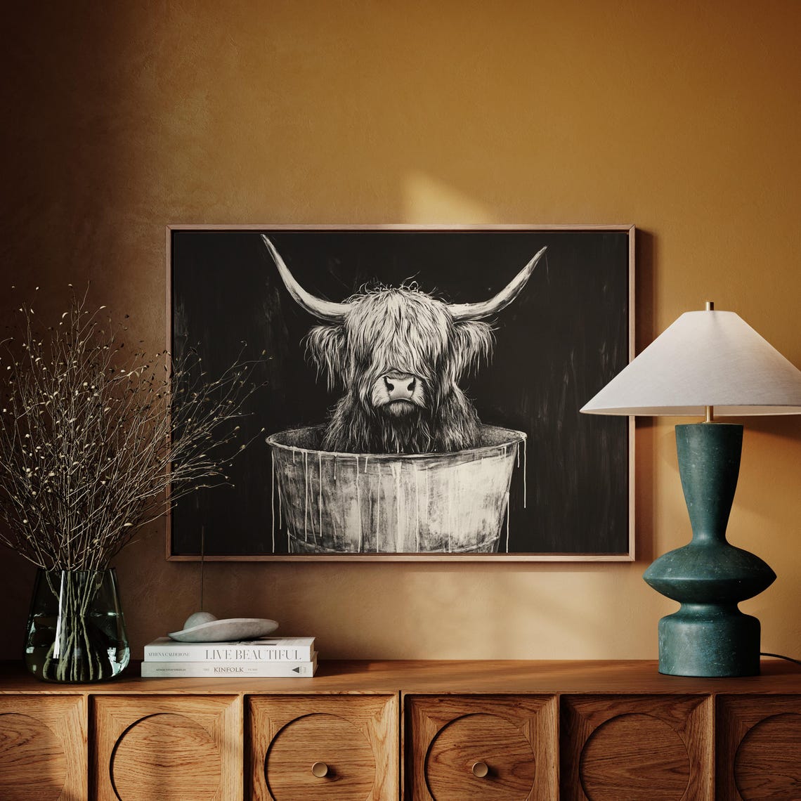 Highland Cow Black And White Art Bold Farmhouse Decor Rustic Animal Wall Art For Modern Spaces - Image 3