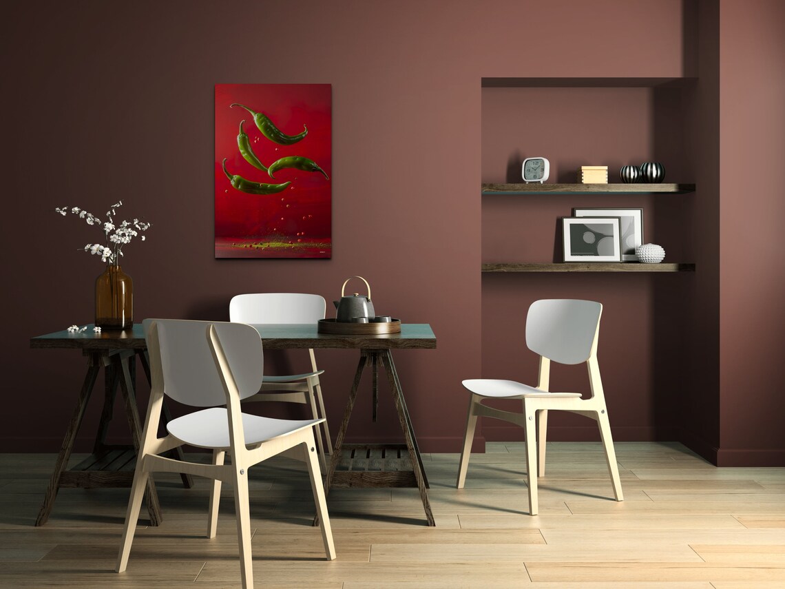 Red And Green Chili Peppers Kitchen Food Art - Image 5