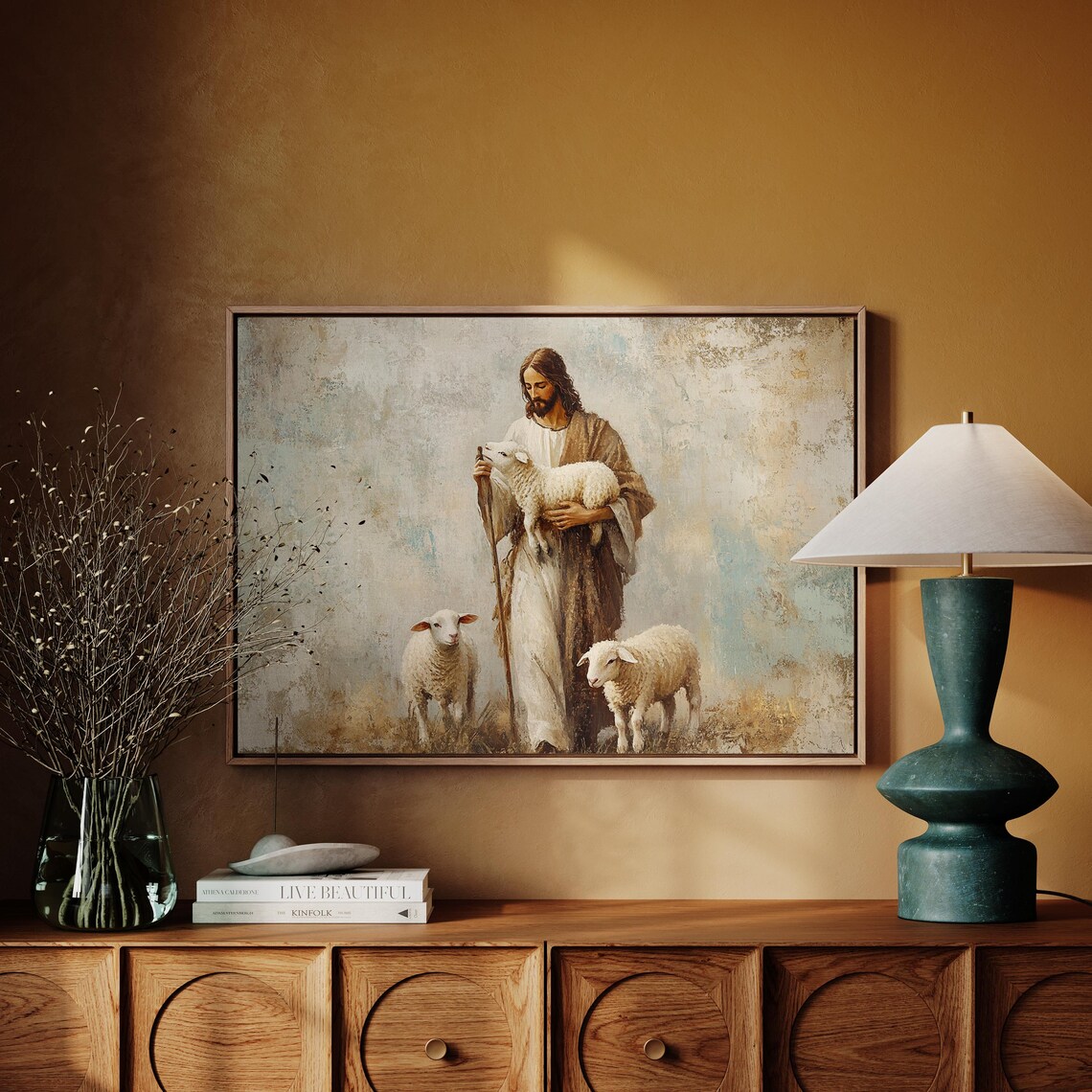 Jesus Holding A Lamb Christian Religious Art Print - Image 3