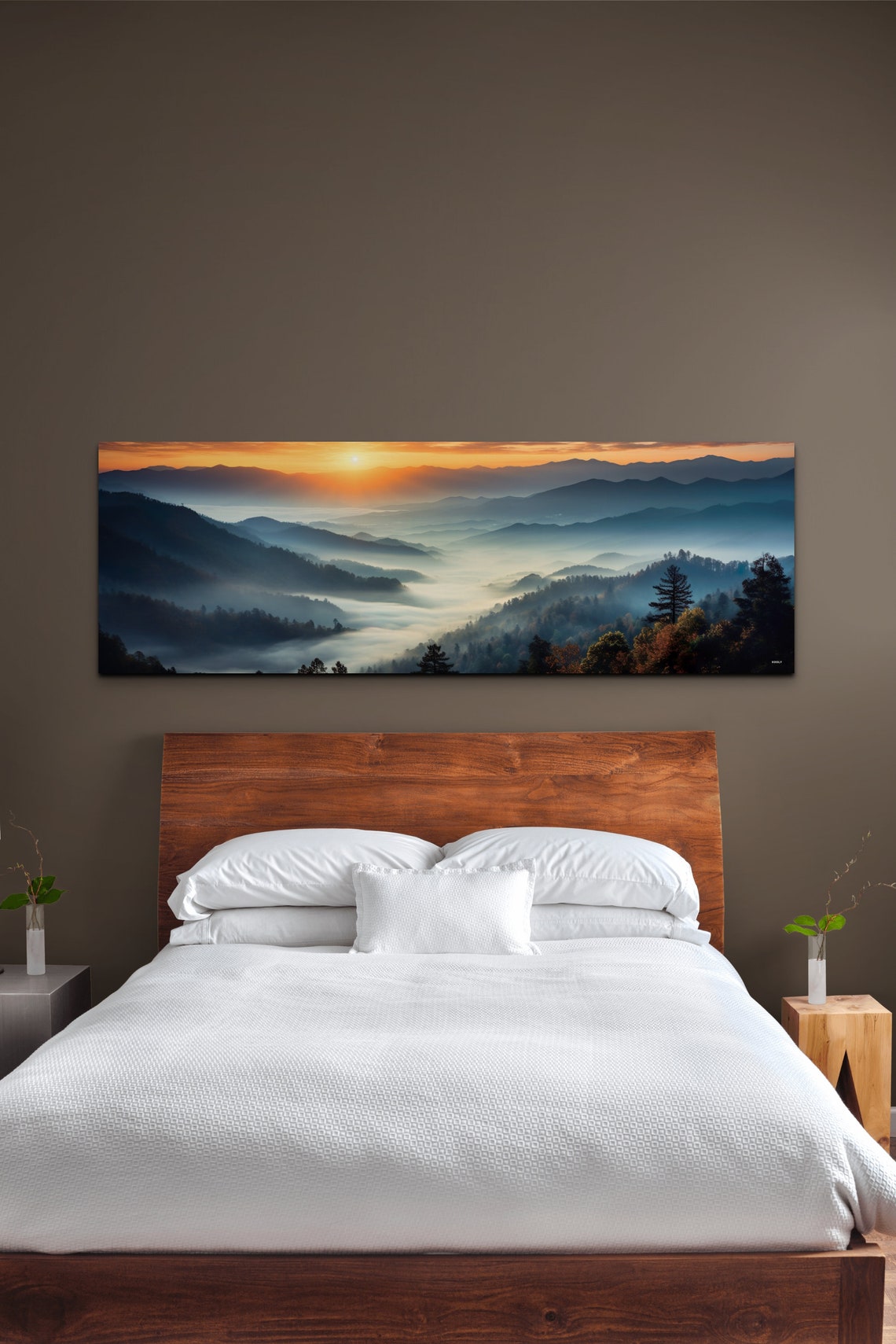 Misty Mountain Sunrise Over Layers of Blue Smoky Hills Poster - Image 7