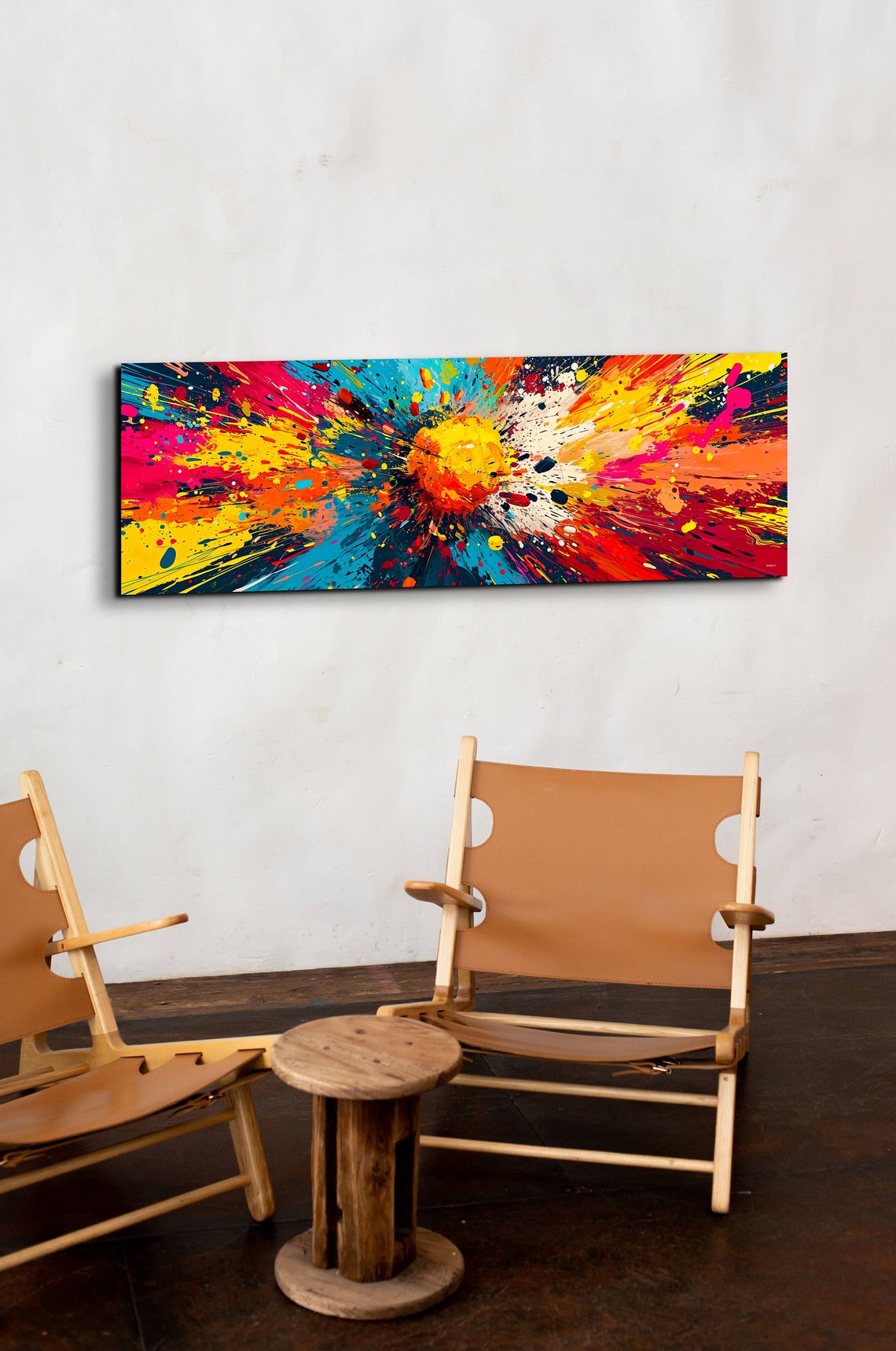 Panoramic Abstract Color Explosion Splatter Paint Burst Wall Art - Image 5