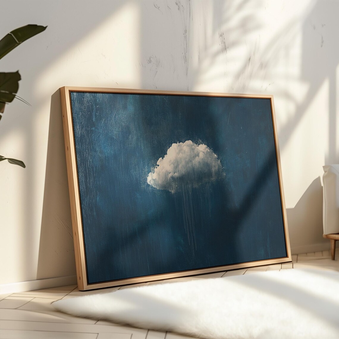Minimalist Cloud Art Print, Abstract Blue Sky