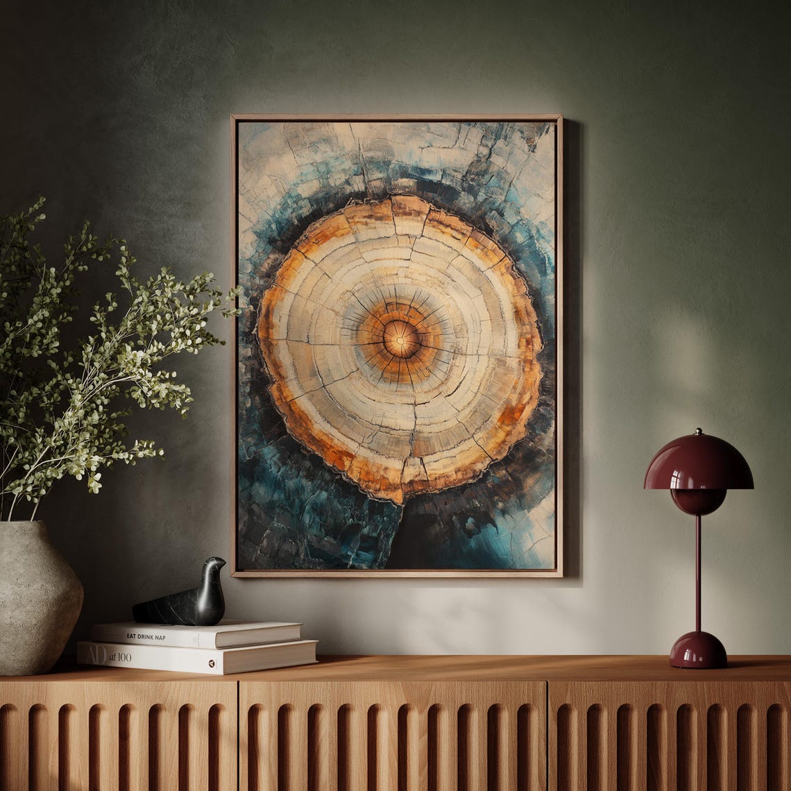 Abstract Tree Ring Growth Rings Wood Texture Blue Brown Art Poster - Image 4