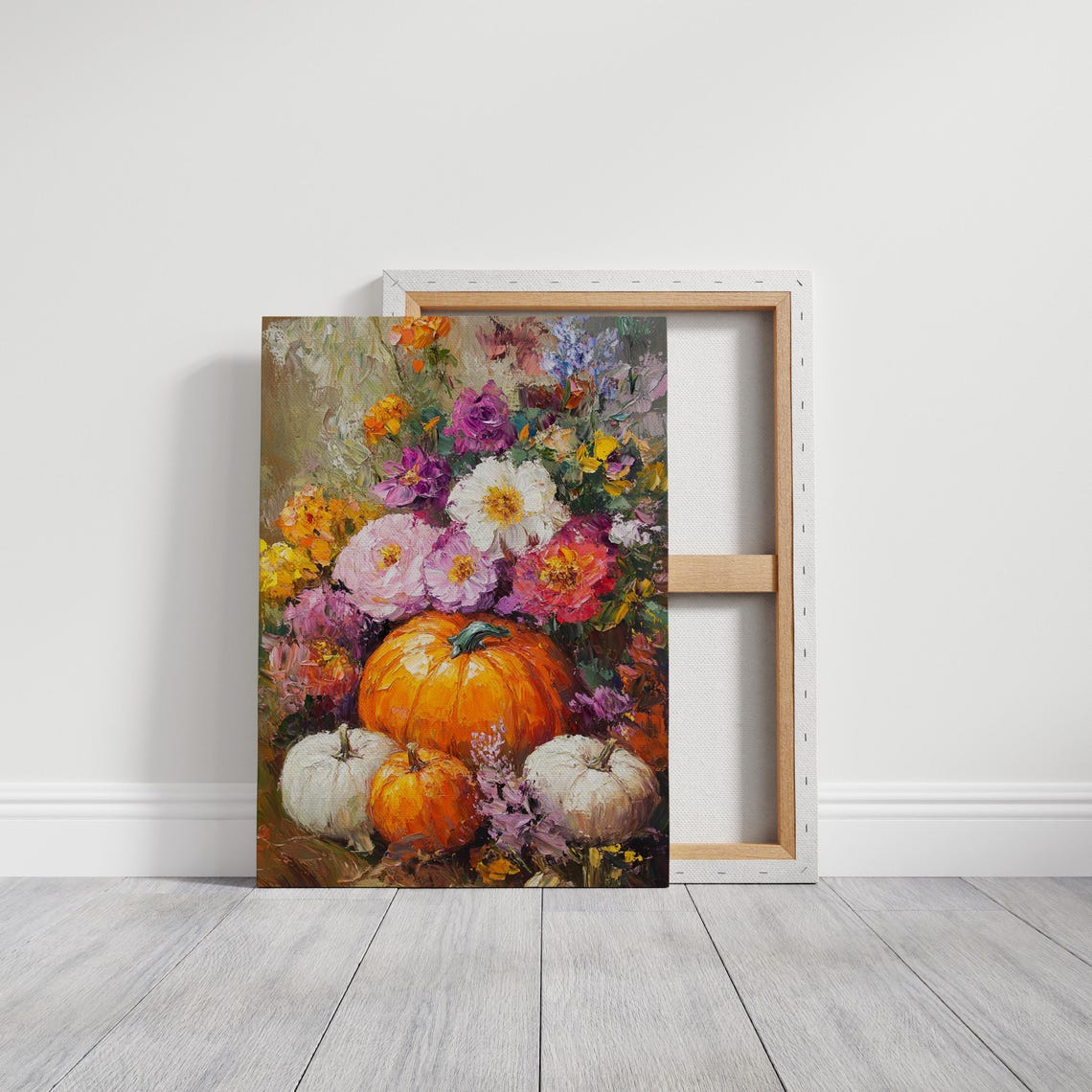 Fall Pumpkin And Floral Bouquet Vibrant Autumn Harvest Art Poster - Image 3
