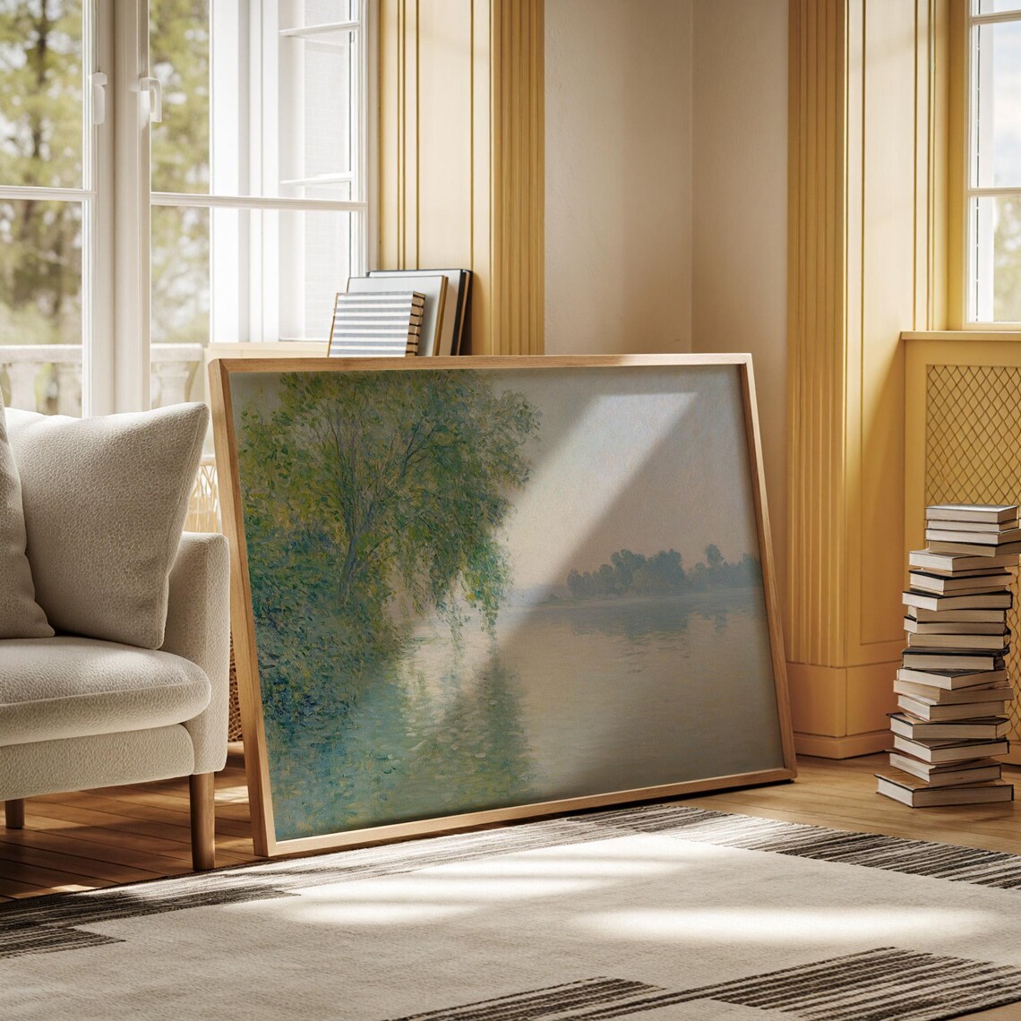 Serene Lakeside Landscape Poster, Tranquil Nature Scene - Image 5
