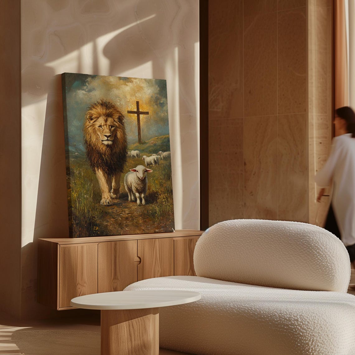 The Lion And The Lamb With Cross Powerful Christian Faith Poster - Image 7