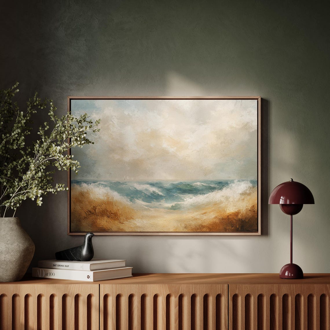 Abstract Turquoise Ocean Waves With Gold Sand Coastal Wall Art - Image 3