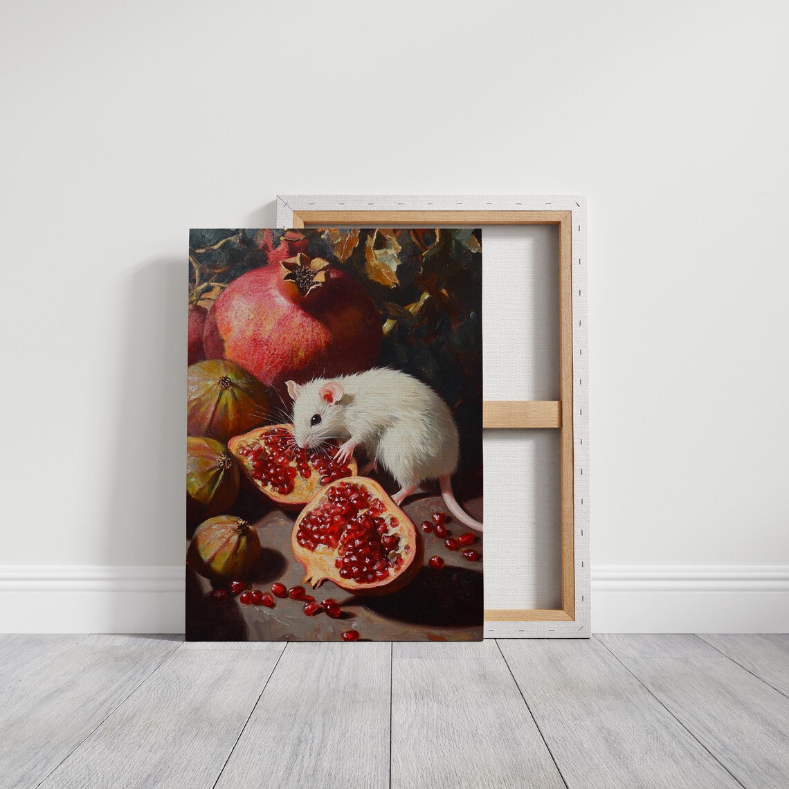 White Mouse Eating Pomegranate Vintage Art Print - Image 6