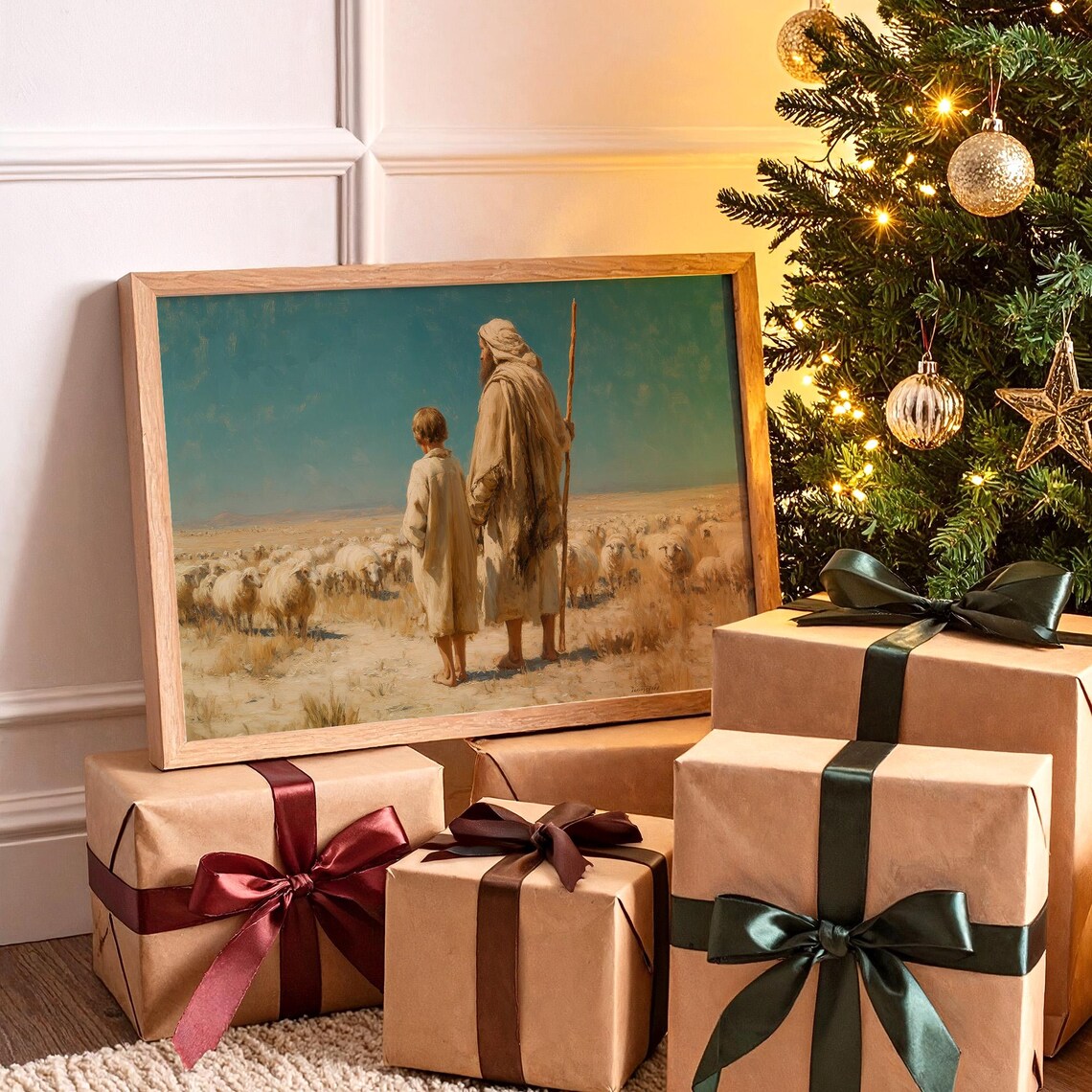 Shepherds Watching Sheep Biblical Desert Art Print