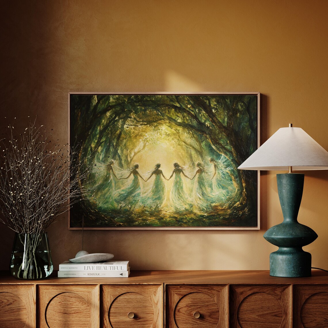 Ethereal Fairies Dancing in Moonlit Forest Art Print - Image 4
