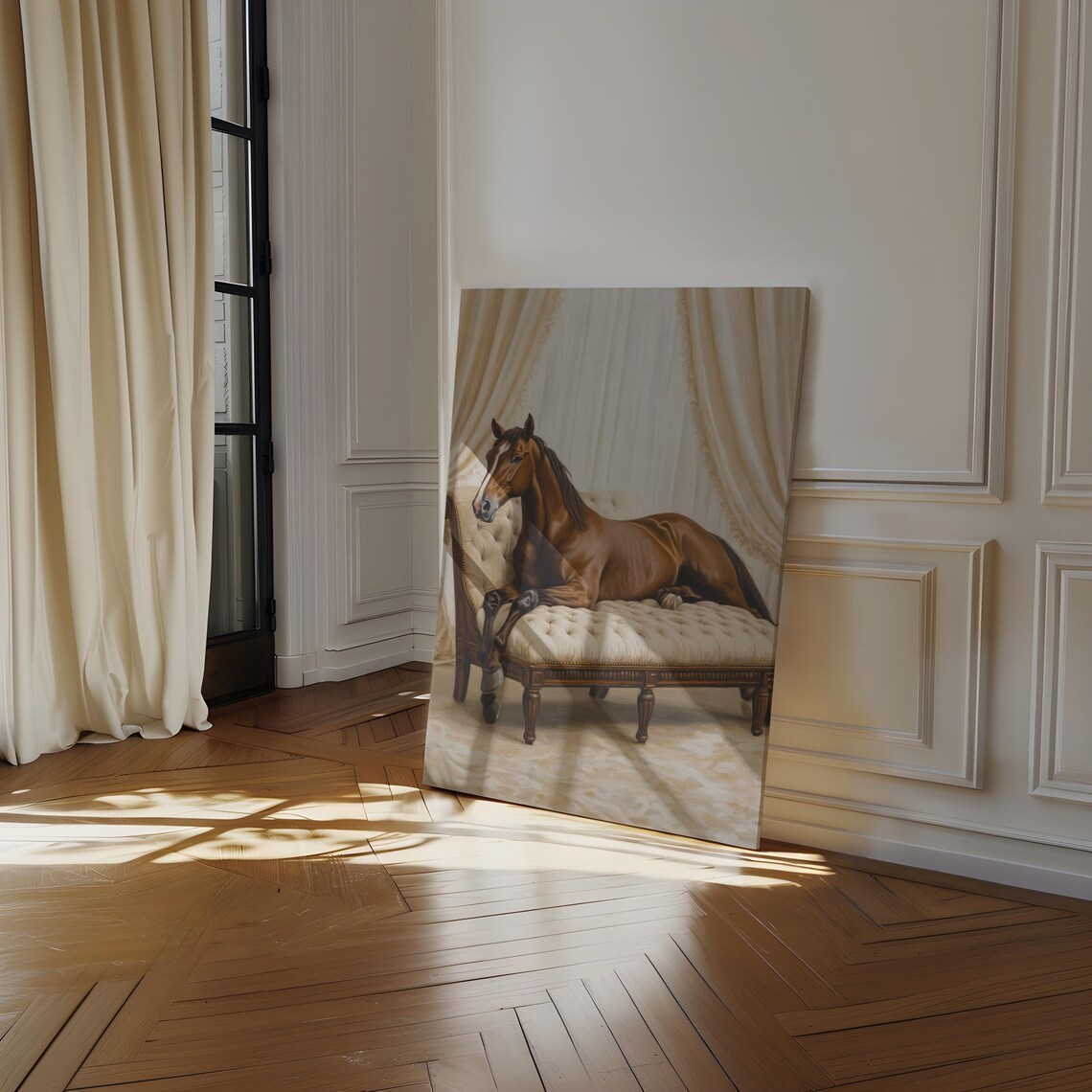 Horse Reclining On Chaise Lounge Elegant Equestrian Art Print - Image 2
