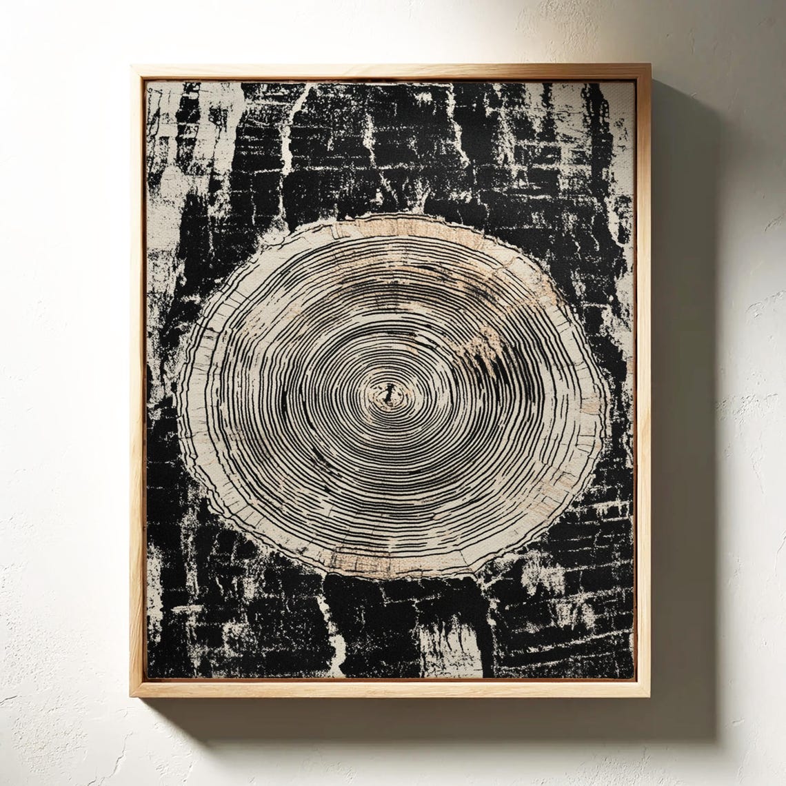 Cream Tree Ring Circle Distressed Black Rustic Farmhouse Poster - Image 3
