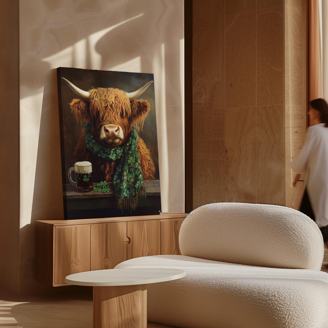 Highland Cow With Shamrock Scarf and Beer Mug Irish Fun Poster - Image 6