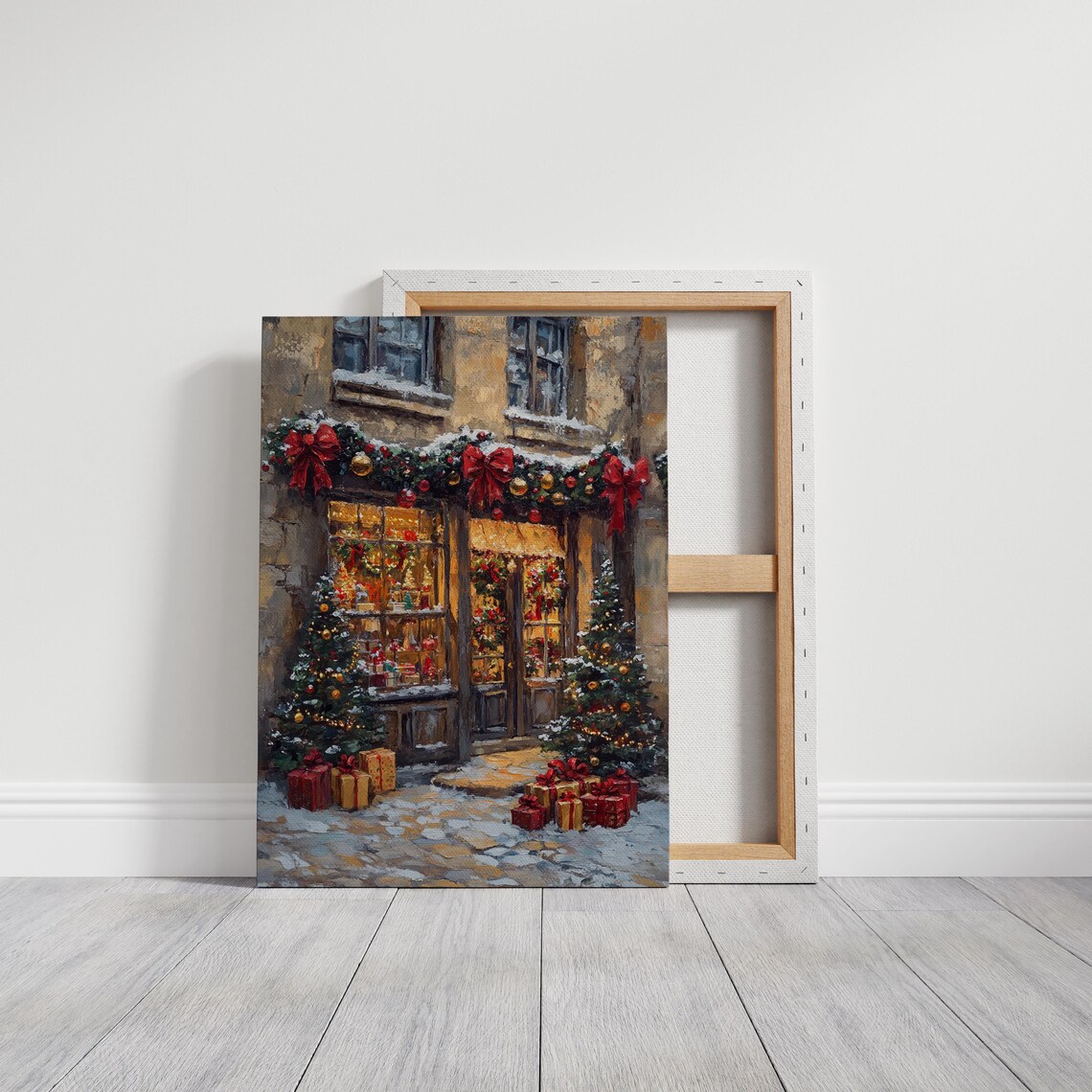 Snowy Christmas Shop Festive Storefront Village Holiday Poster - Image 3